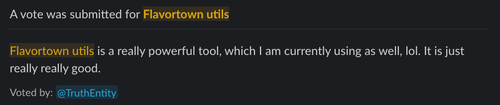 @TruthEntity: Flavortown utils is a really powerful tool, which I am currently using as well. It is just really really good.